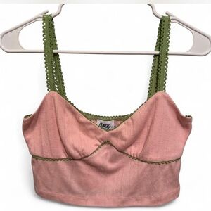 Princess Polly Pink and Green Lace Trim Cami Crop Top